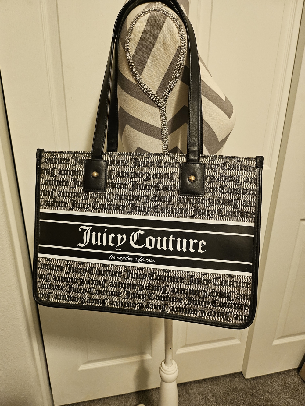 Juicy Couture Black and White Logo Shoulder Tote